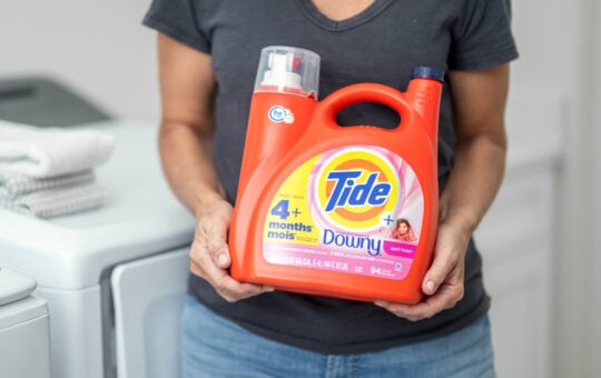 Laurie with tide in the laundry room