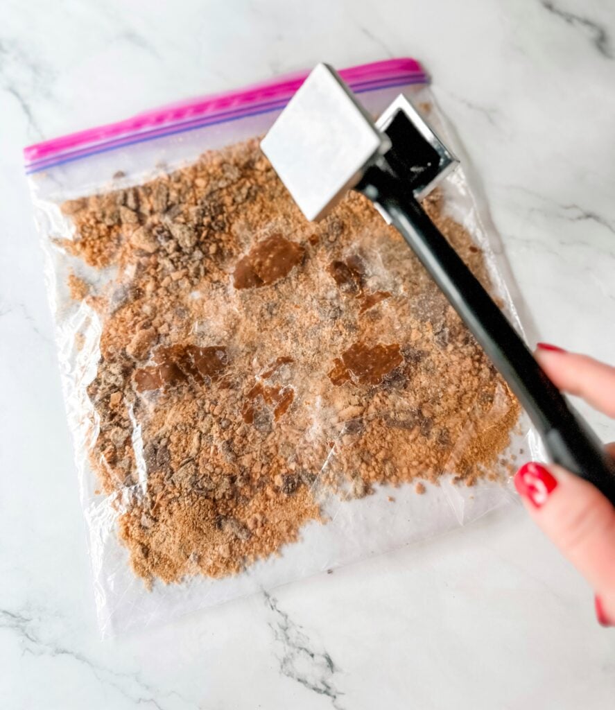 smashed butterfinger candy in ziploc bag 