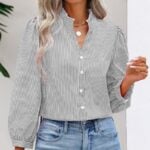 button up ruffle top