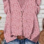 ruffle sleeve floral tunic