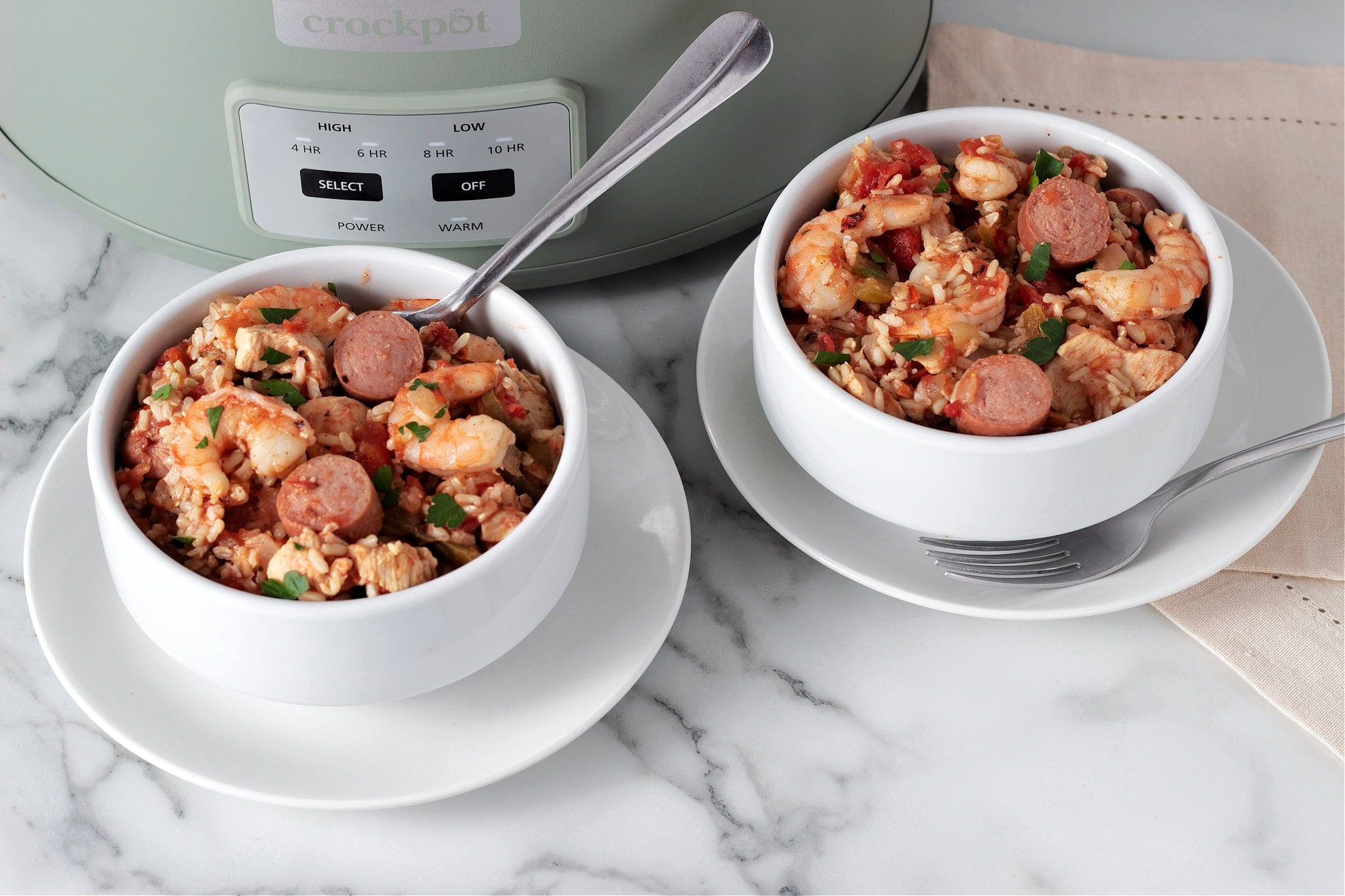 sausage and rice dish made in slow cooker