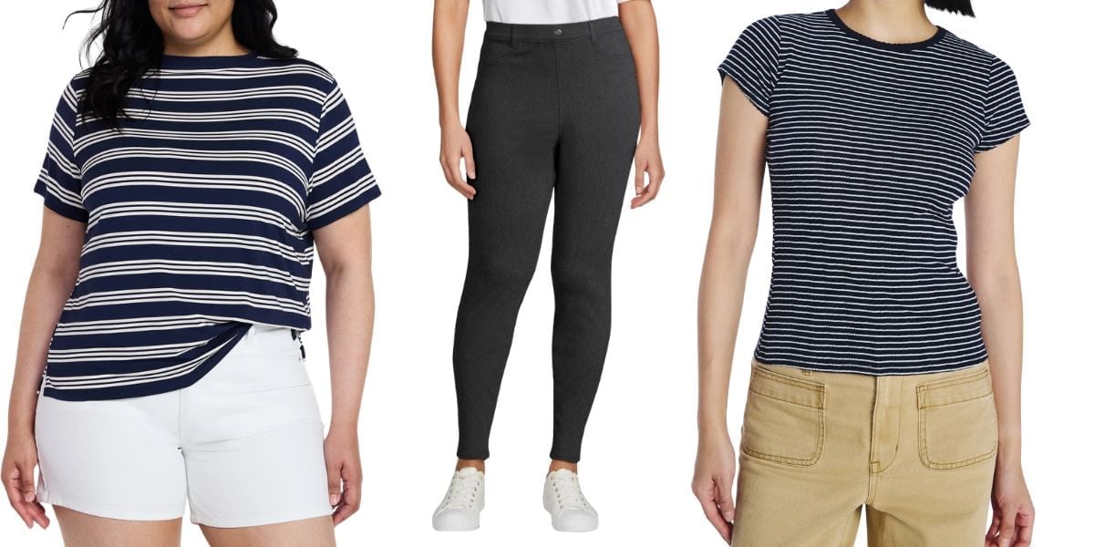 woman wearing striped short-sleeve top, woman wearing black jeans and woman wearing striped shirt