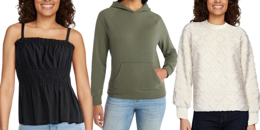 woman wearing black tank, green hooded sweatshirt