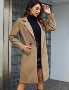 Tanming Women's Wool Pea Coats Long Trench Coat Jacket
