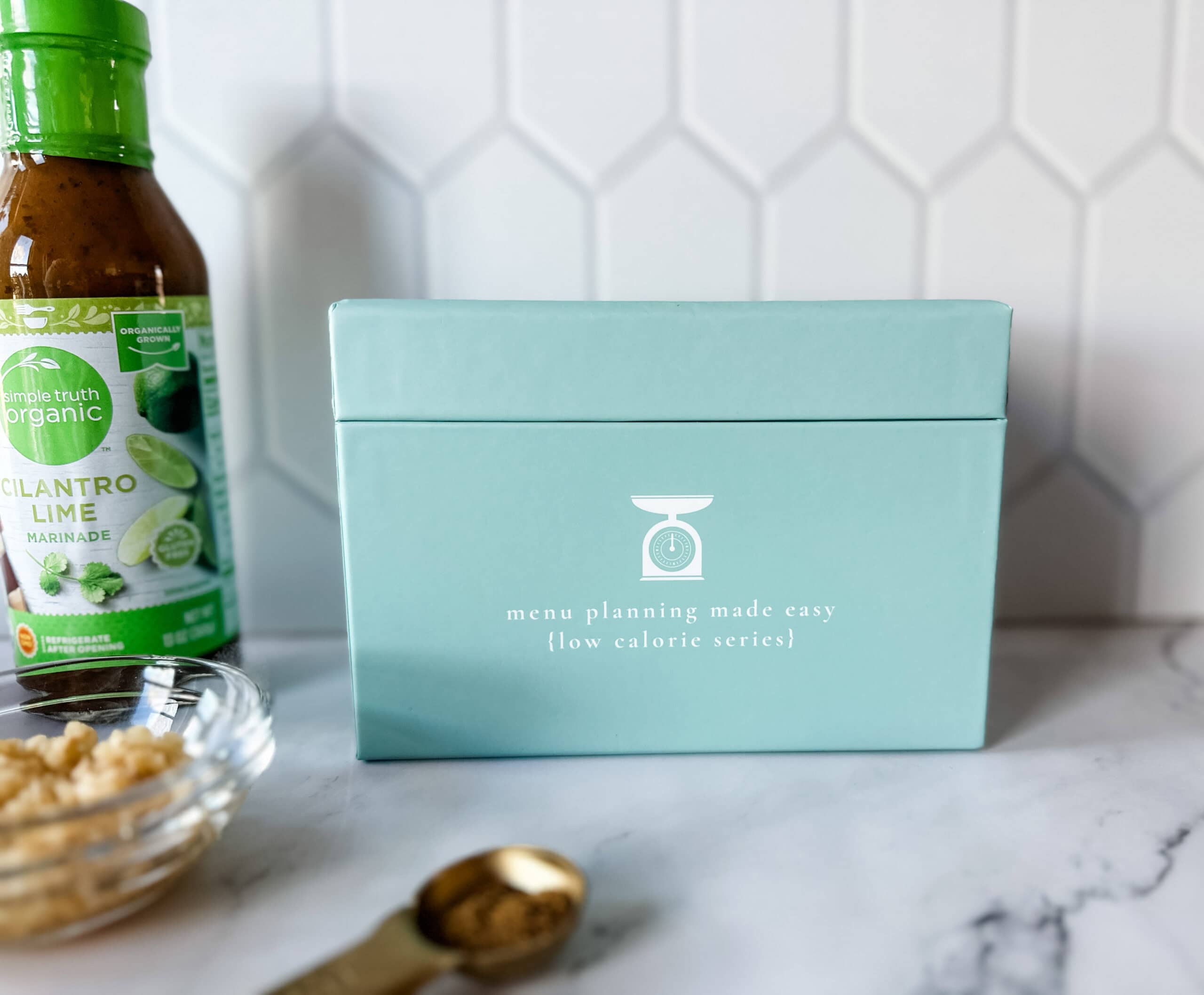 low calorie menu plan box on counter 