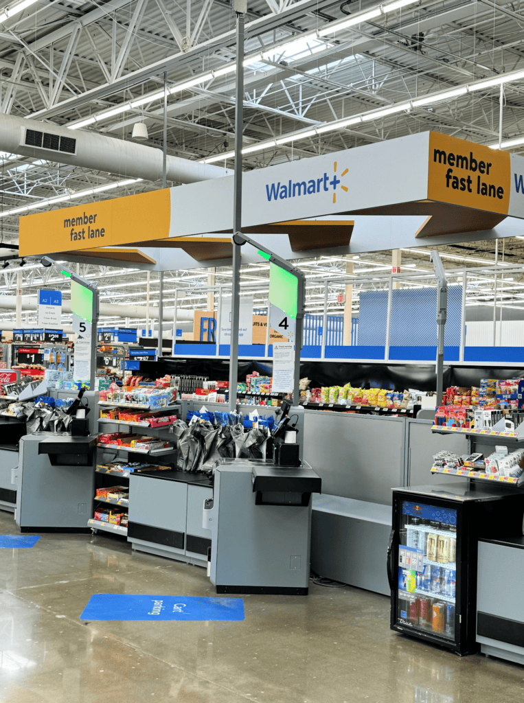 what is walmart cash - picture of walmart self checkout member fast lanes