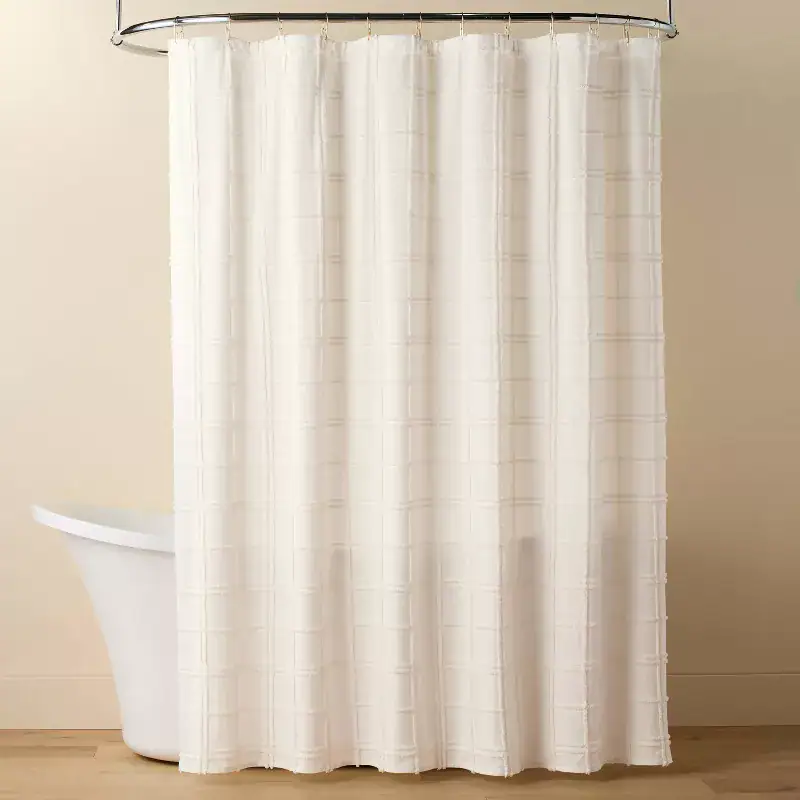 Tufted Grid Shower Curtain Cream Hearth & Hand™ with Magnolia 2