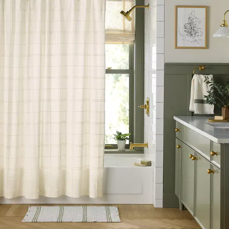 Tufted Grid Shower Curtain Cream Hearth & Hand™ with Magnolia