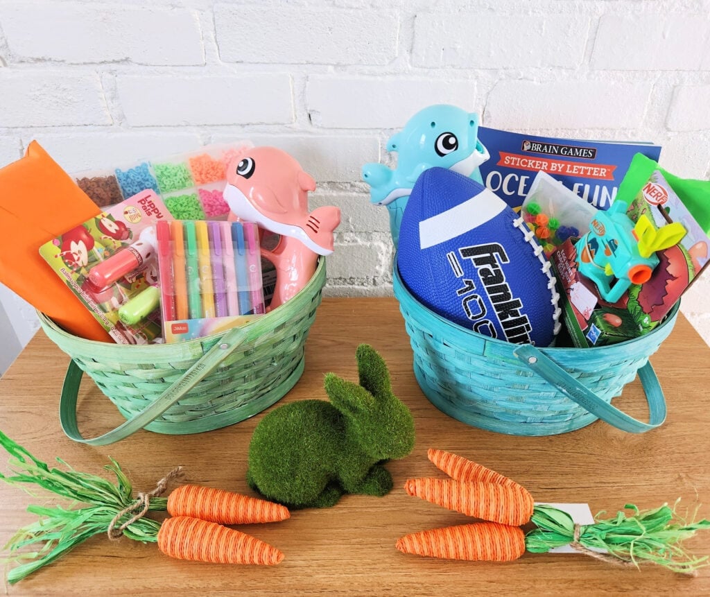 Easter baskets set up items all from amazon