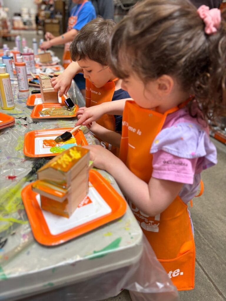 kids making houses at home depot workshop