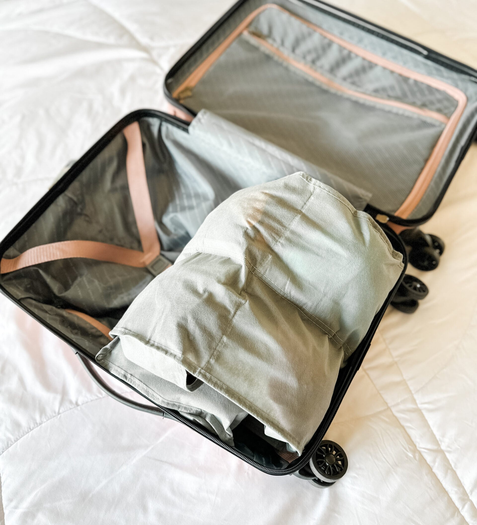 Using a Shoe Organizer for Packing Kids Clothes for Vacation 