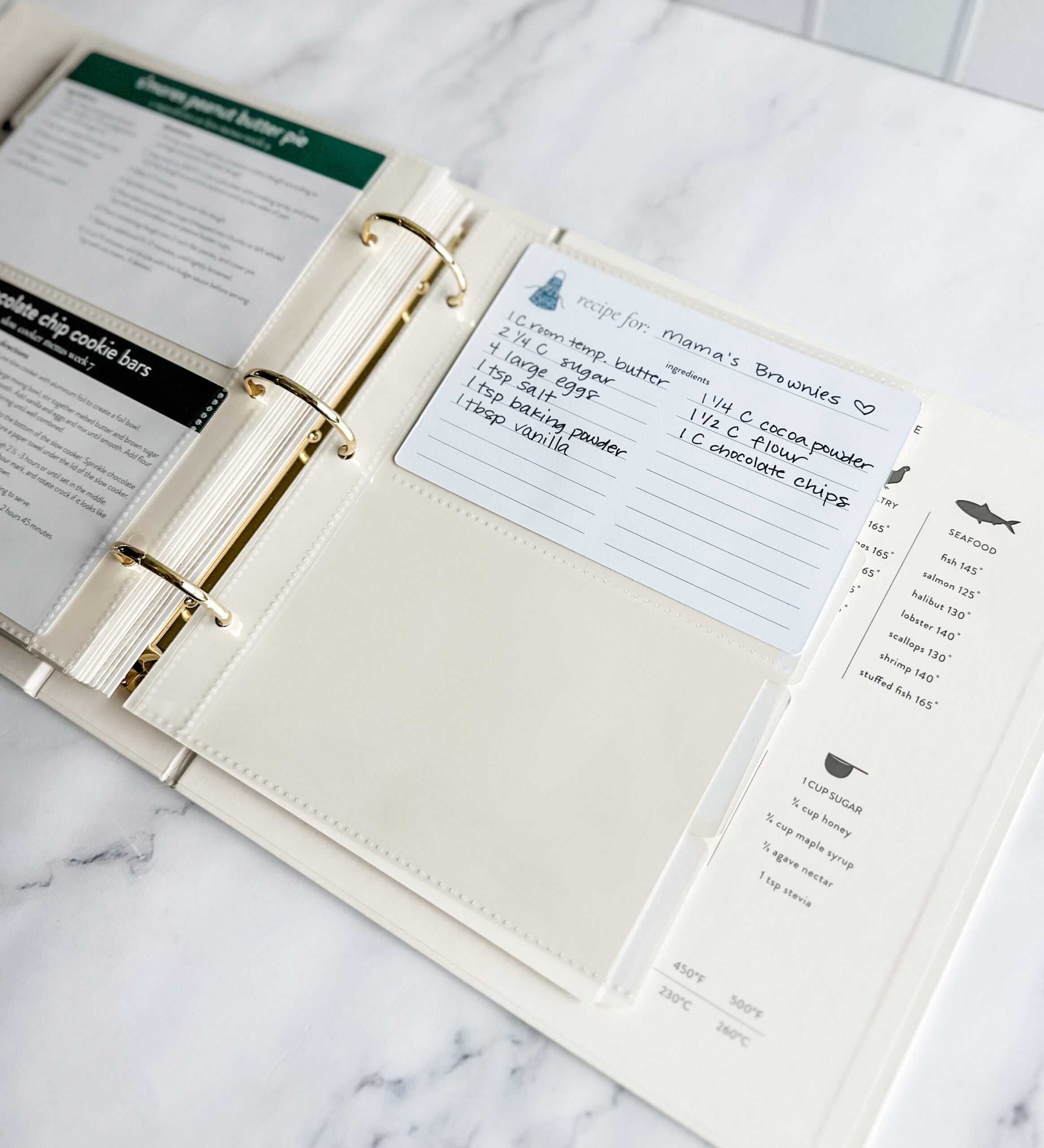 using blank recipe cards in PPP recipe binder 