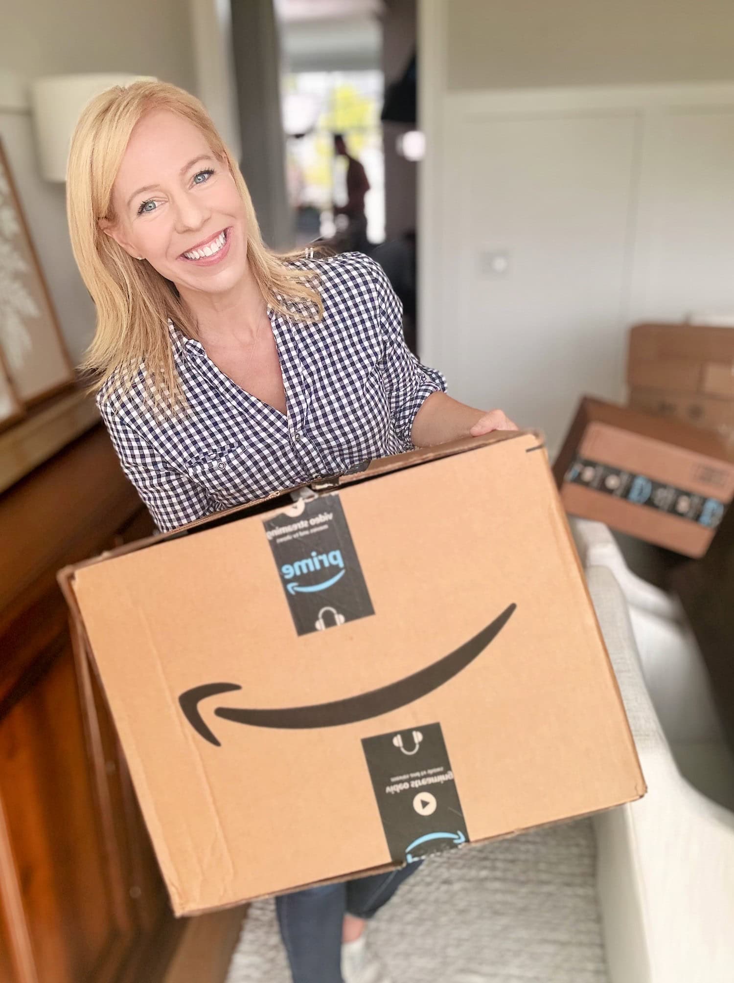 Laurie holding Amazon Prime Day deals box