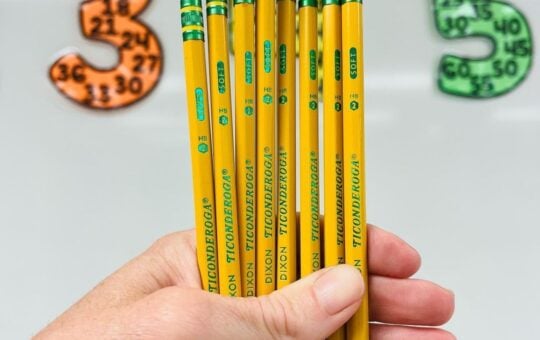 woman holding pencils