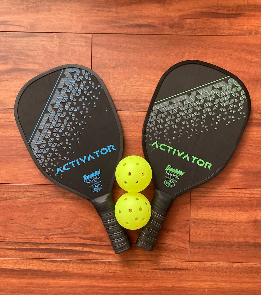 thumbnail interactive-video image 1 of Hearth & Hand With Magnolia 2-Player Pickleball Paddle And Ball Set – Model 92233673, Made In USA 1 of 6