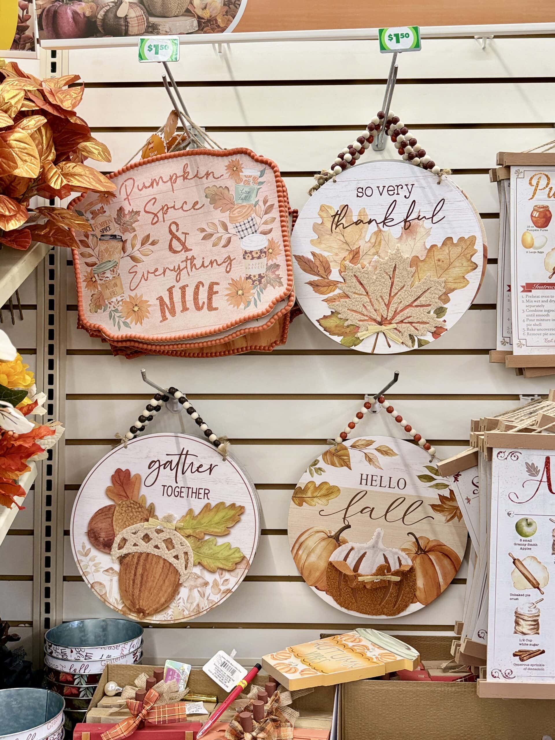 Dollar Tree fall wall signs