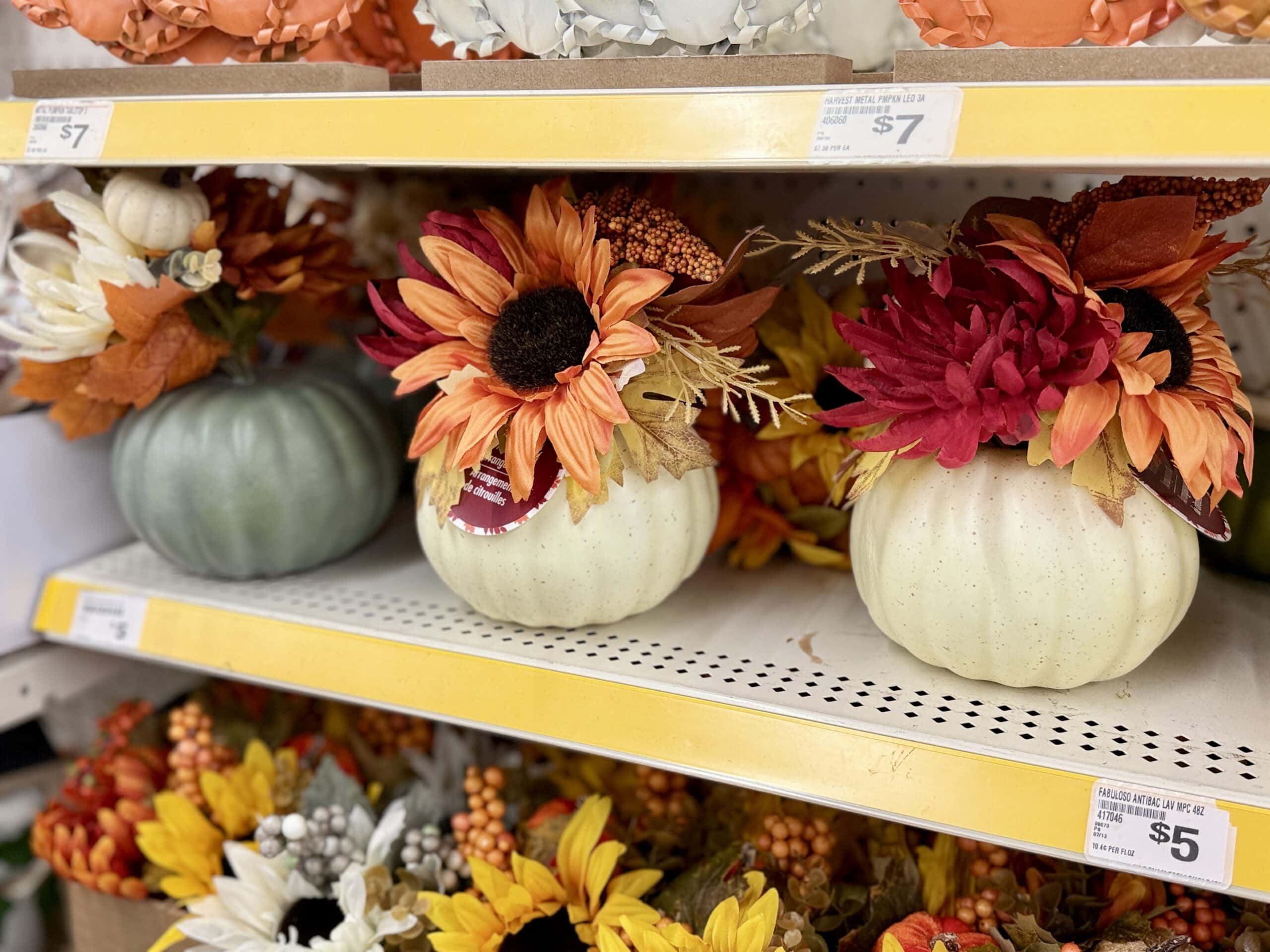 Dollar Tree pumpkin floral decor