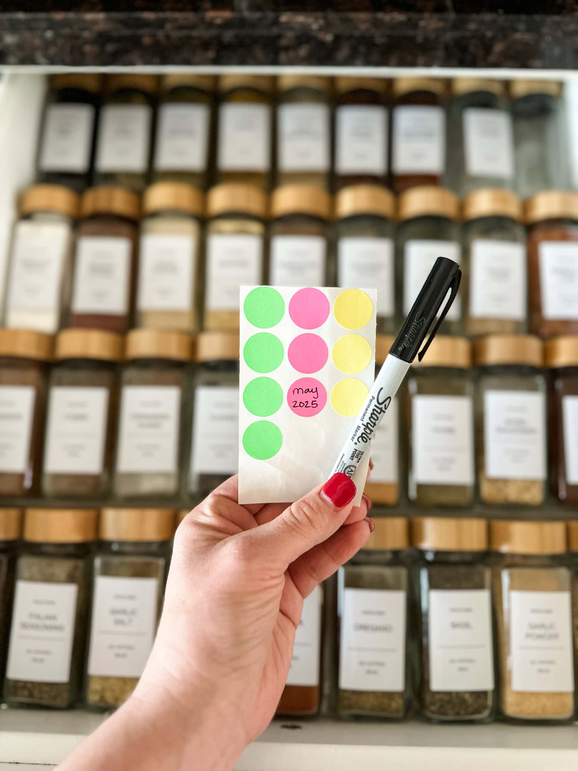 expiration dates for spices on small round sticker