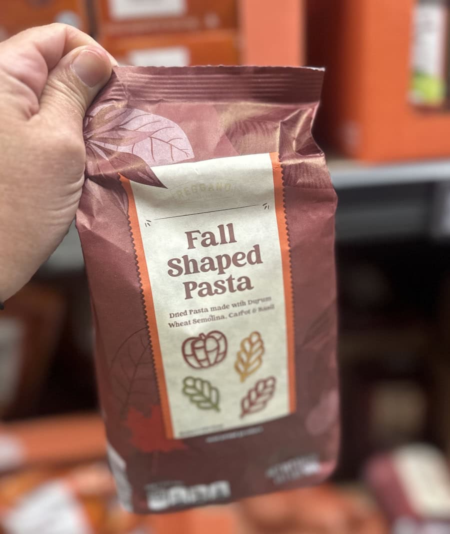 fall shaped pasta at aldi 