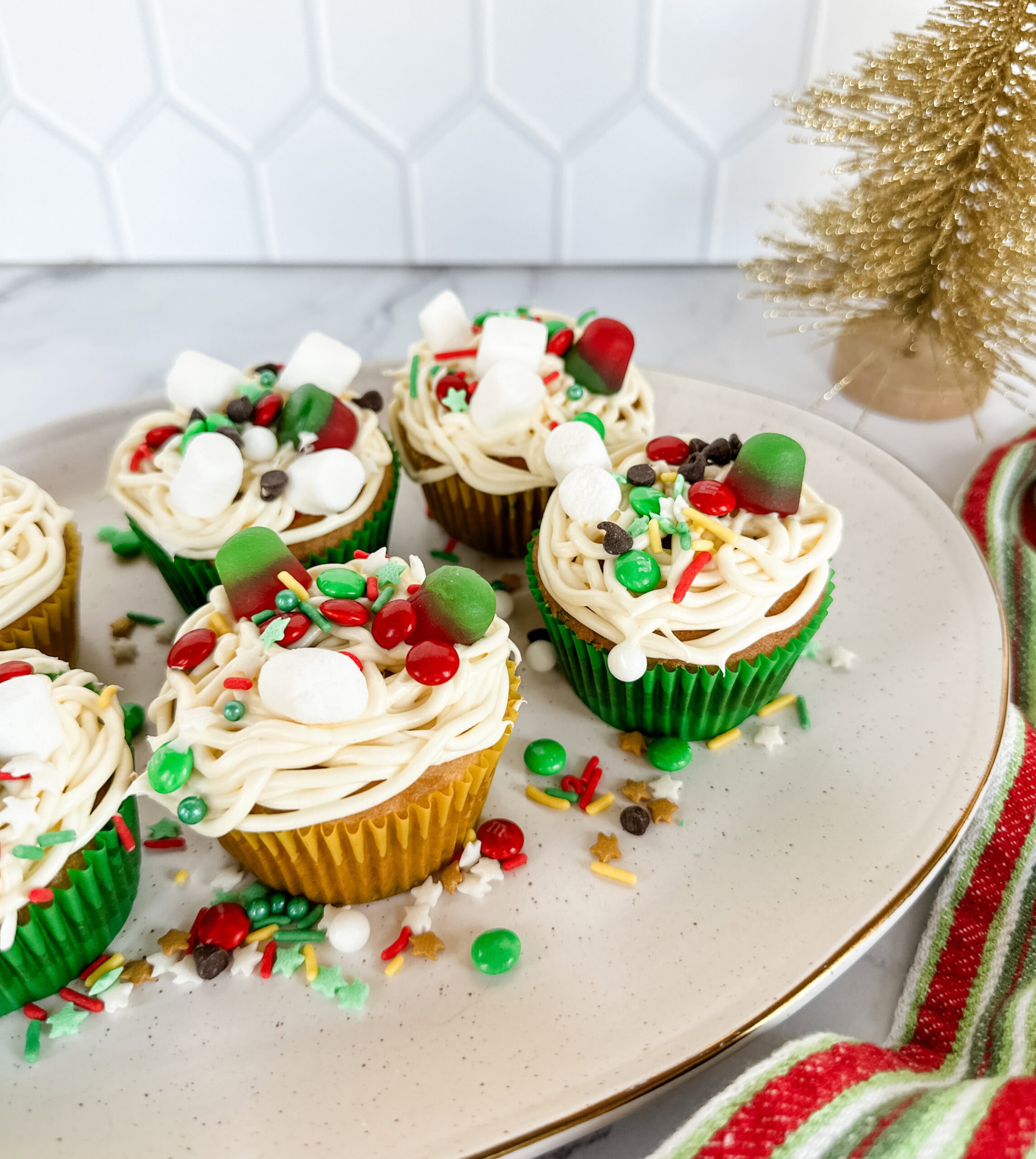 Buddy the Elf Cupcakes on platter 
