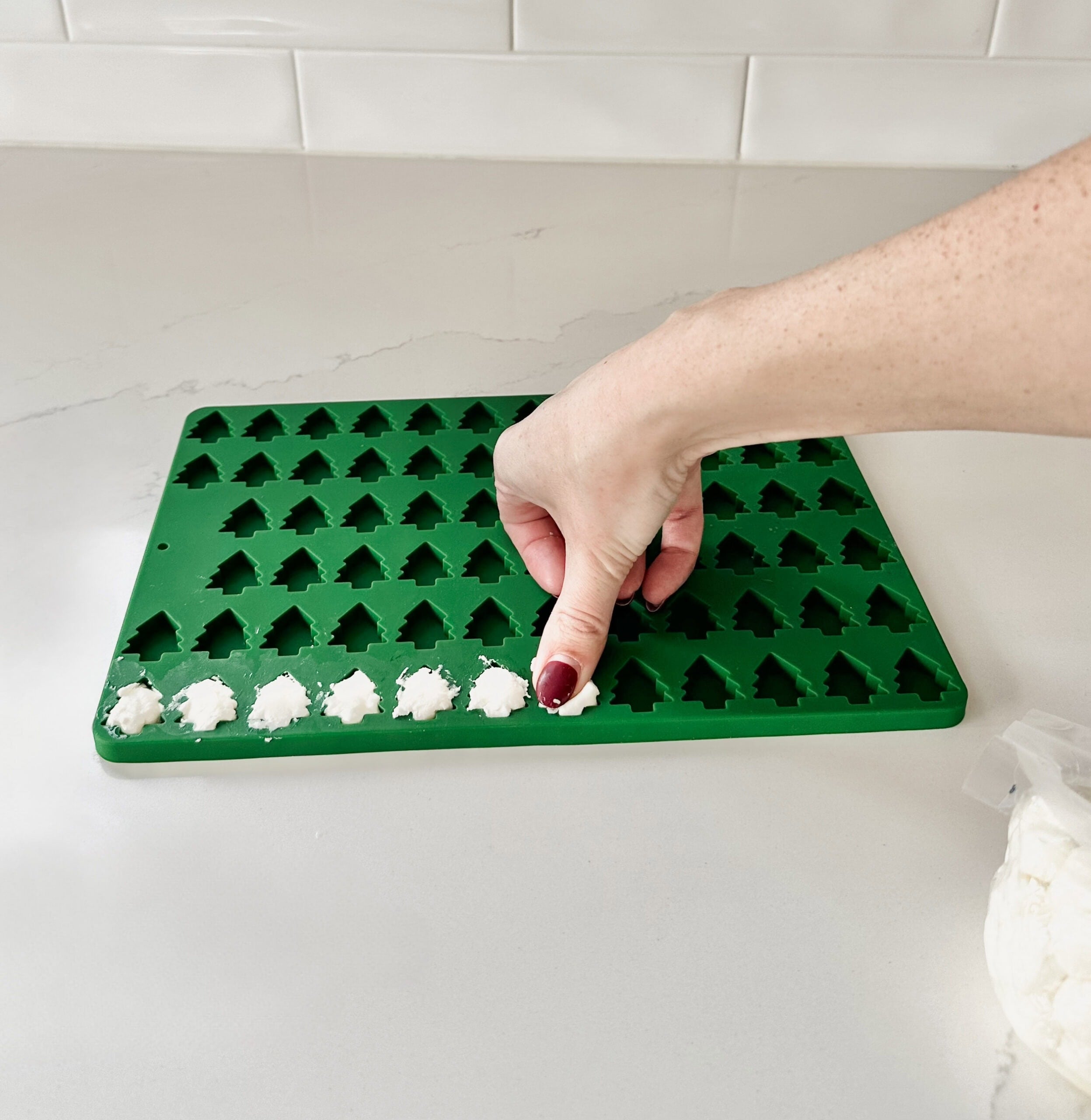 Using christmas tree silicone molds for caprese salad