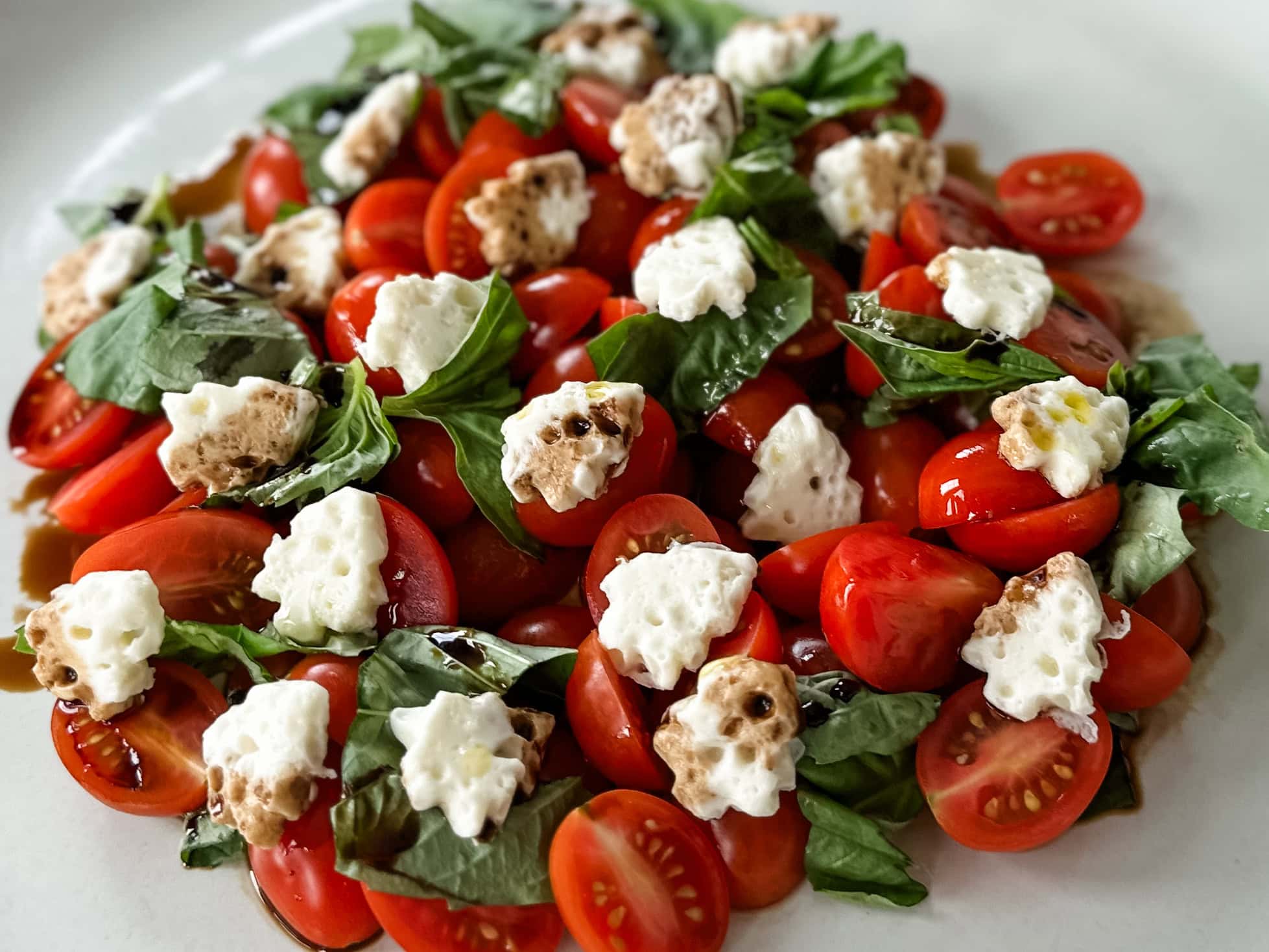 christmas caprese salad on plate 