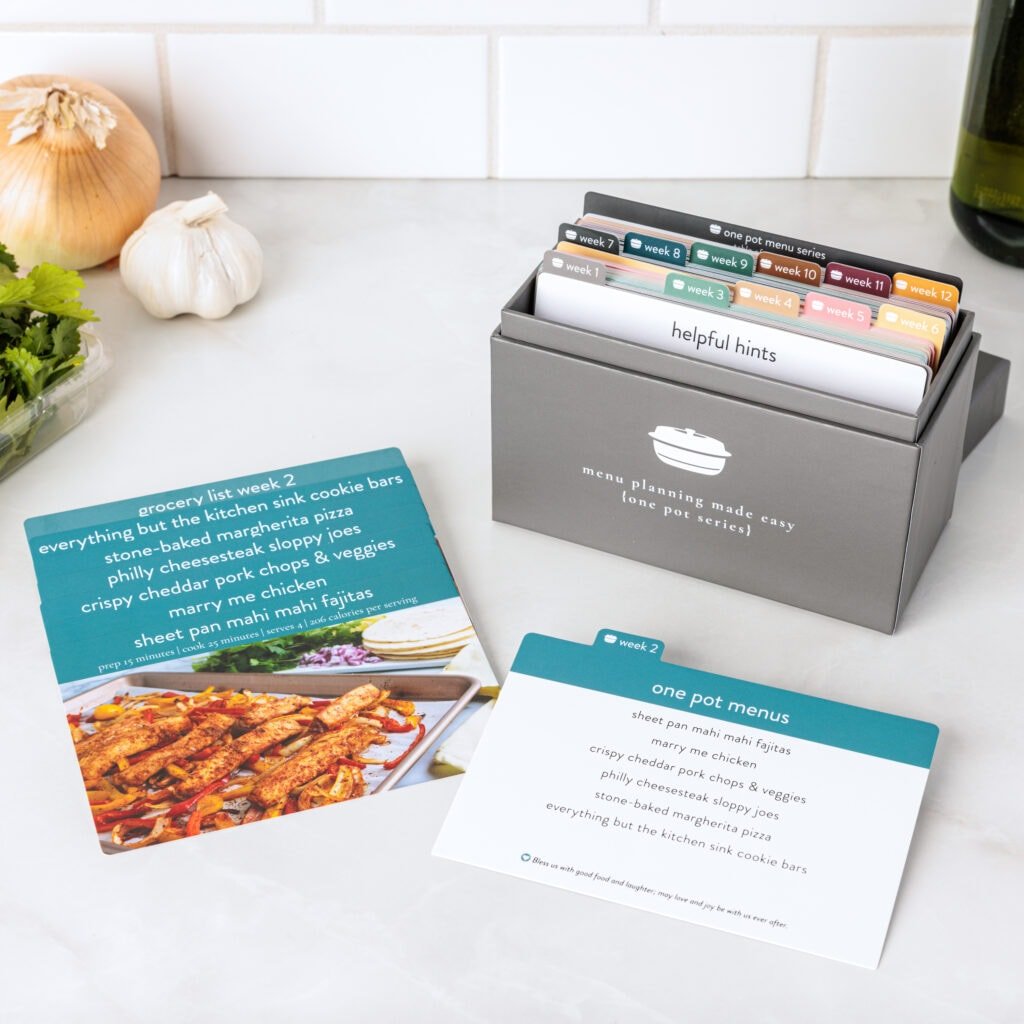 one pot menu box with photos on counter view 8