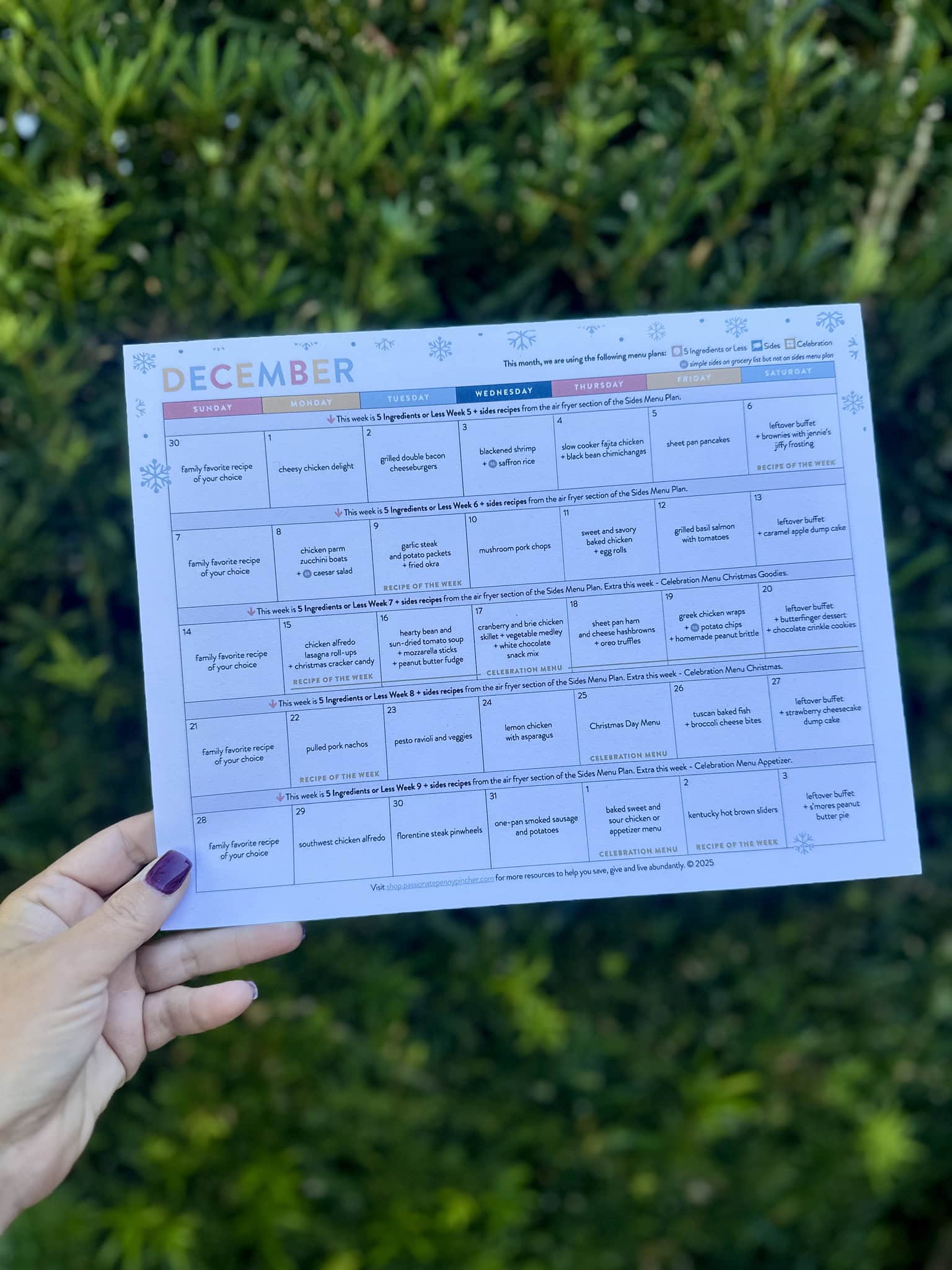December Menu Plan + FREE Menu Calendar Printable!