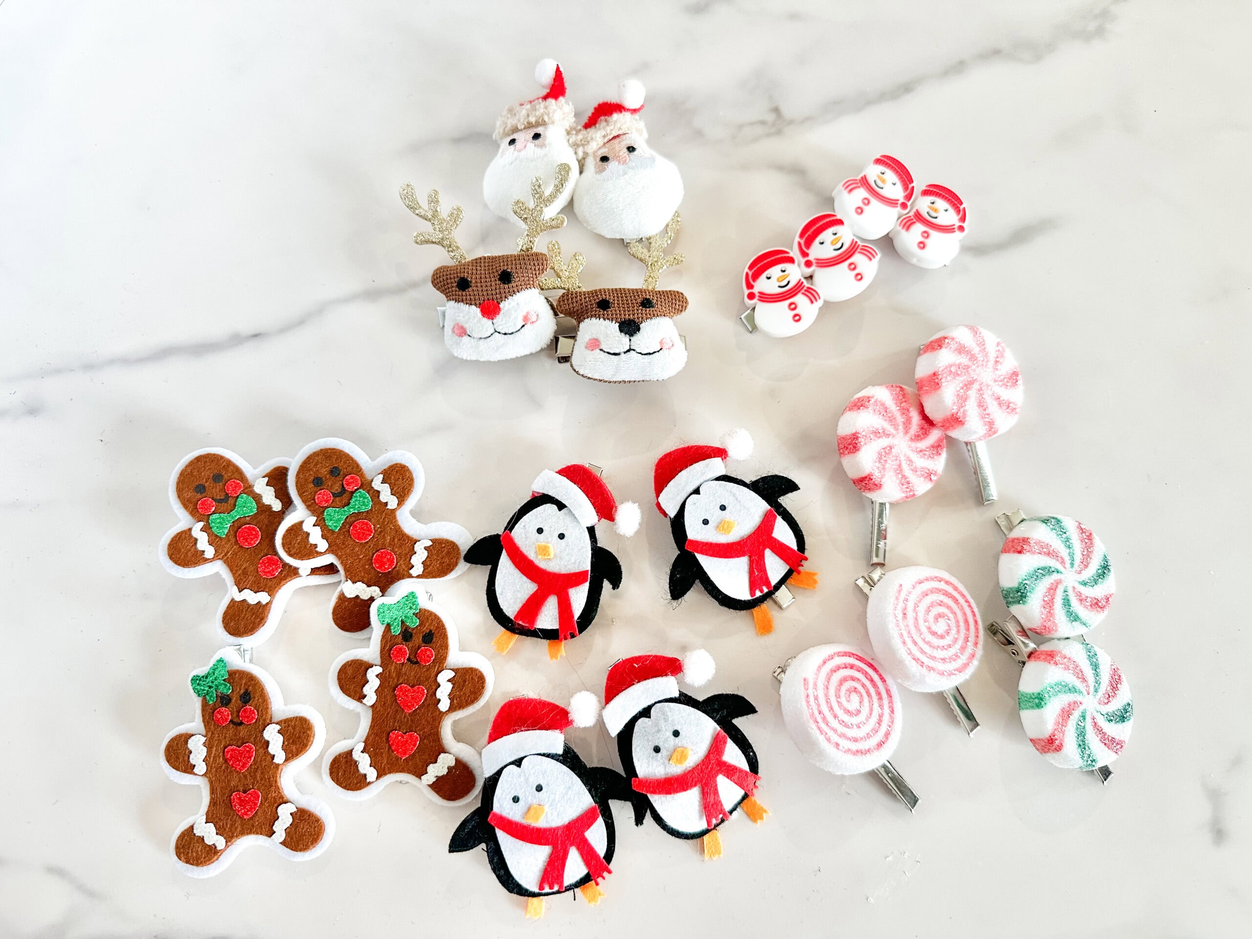 finished diy holiday hair clips 