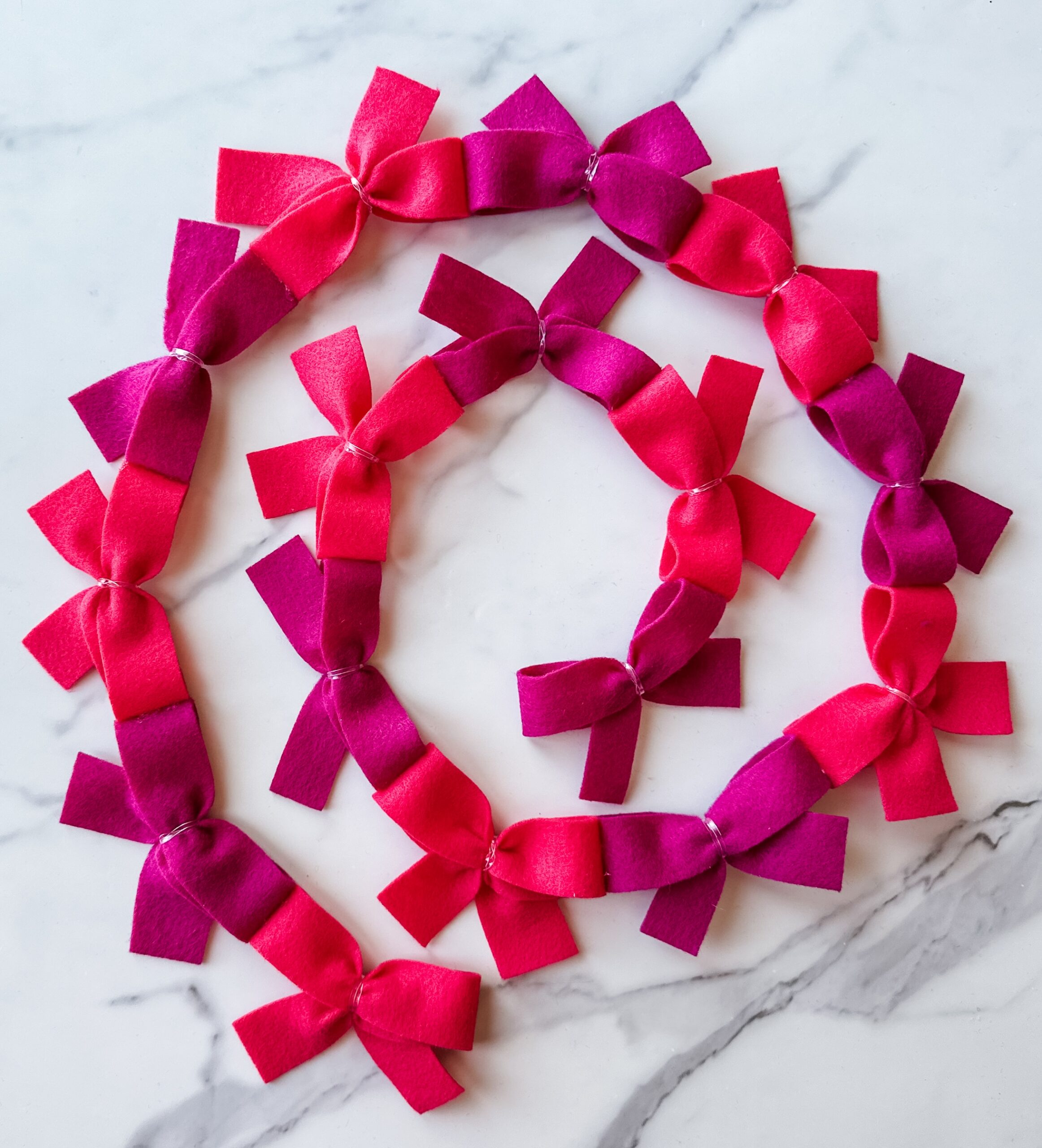 felt bows in a circle 