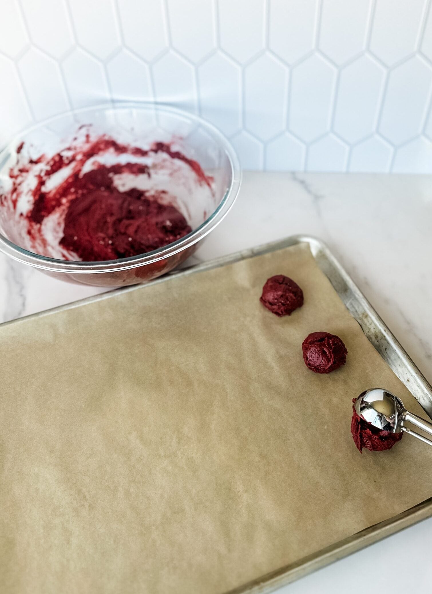 valentine cookies on sheet 
