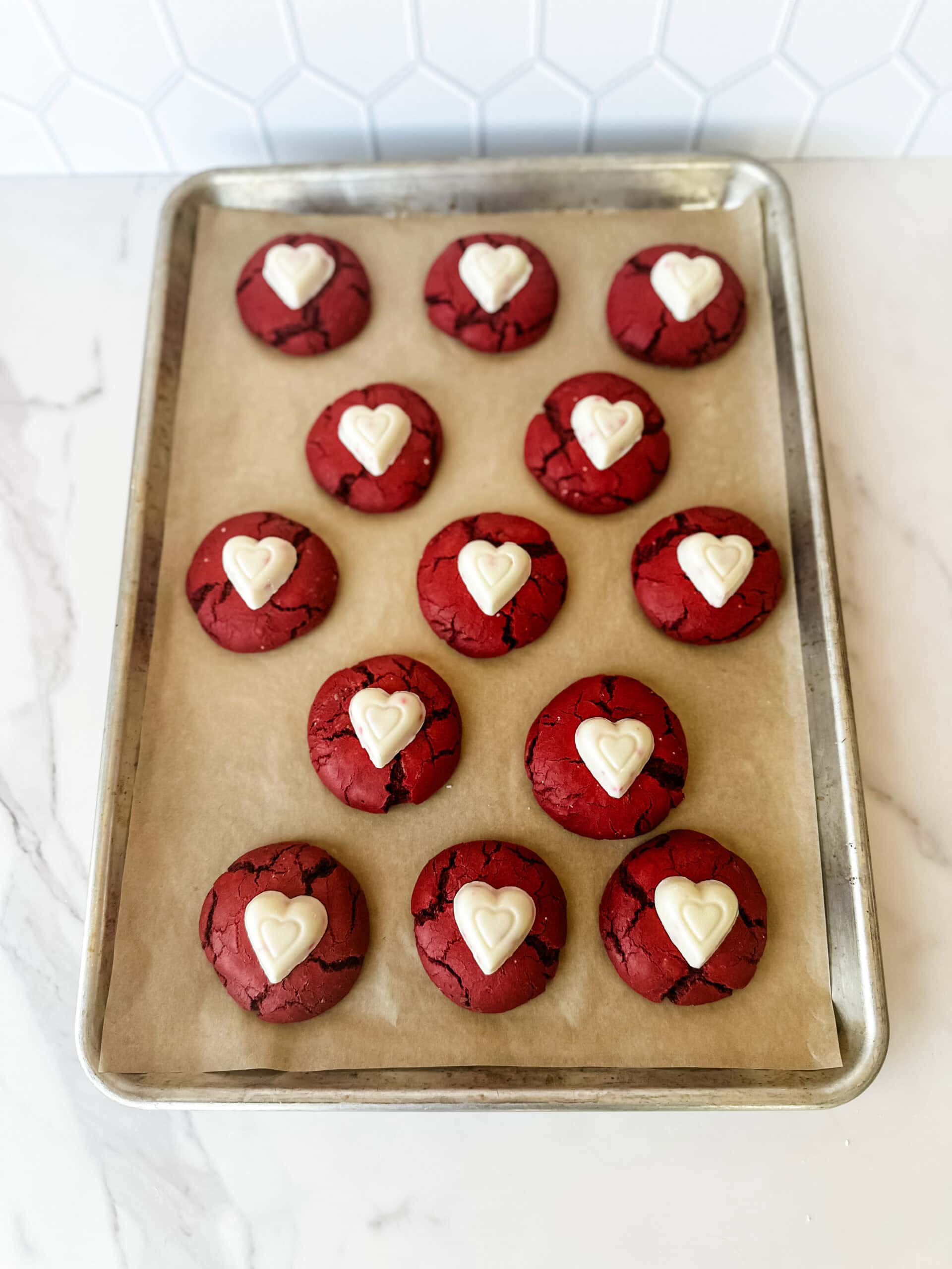 red cookies with white heart centers