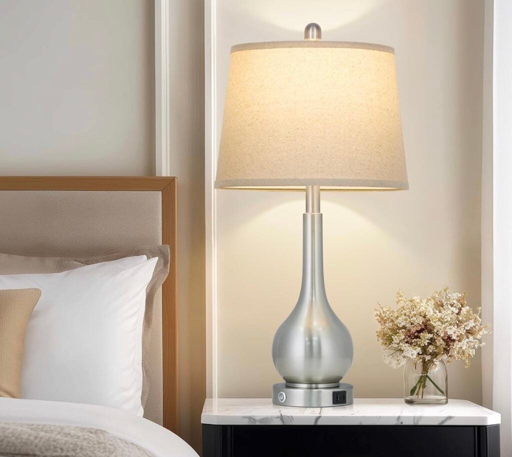 luxeflow 26 silver table lamp 3 way dimmable