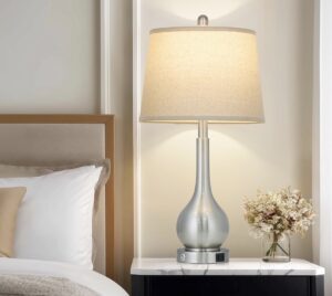 luxeflow 26 silver table lamp 3 way dimmable