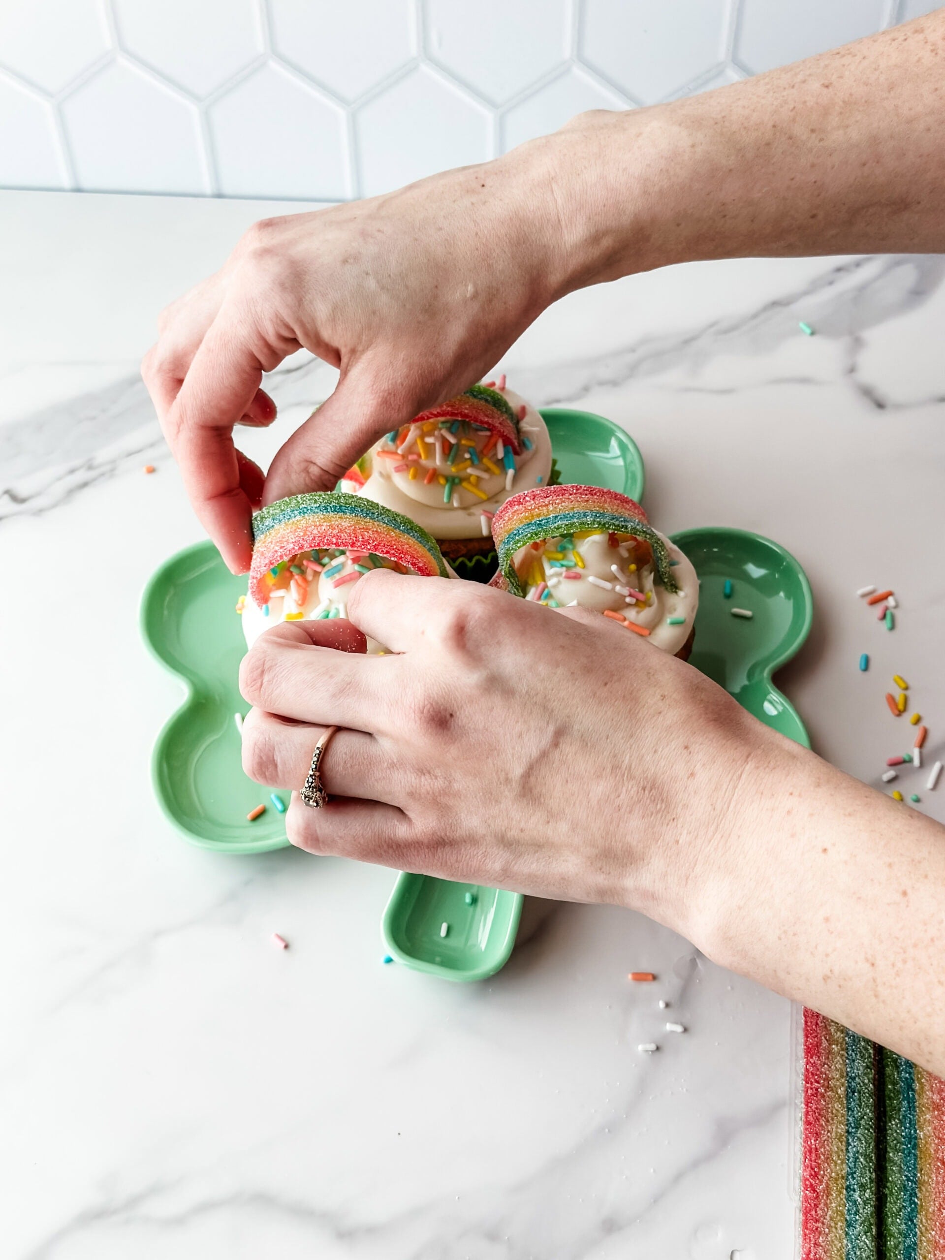 making rainbow for rainbow cupcakes