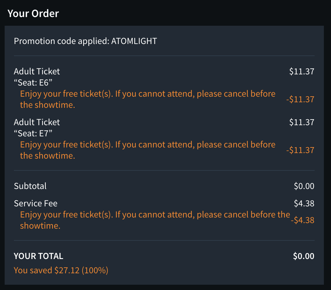 atom MOVIE TICKETS