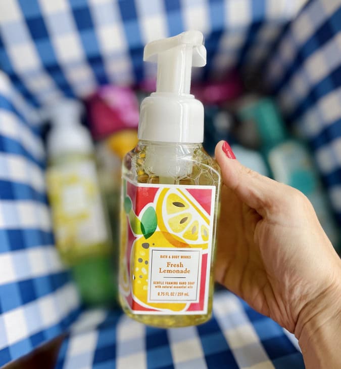 bbw soap person holding bath body works hand soap