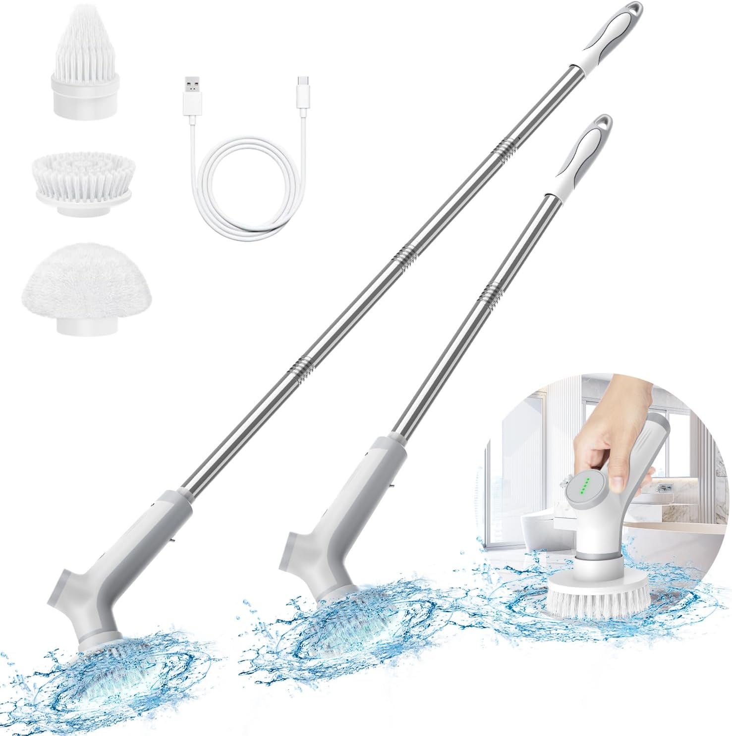 PPP team member using long handled scrubber