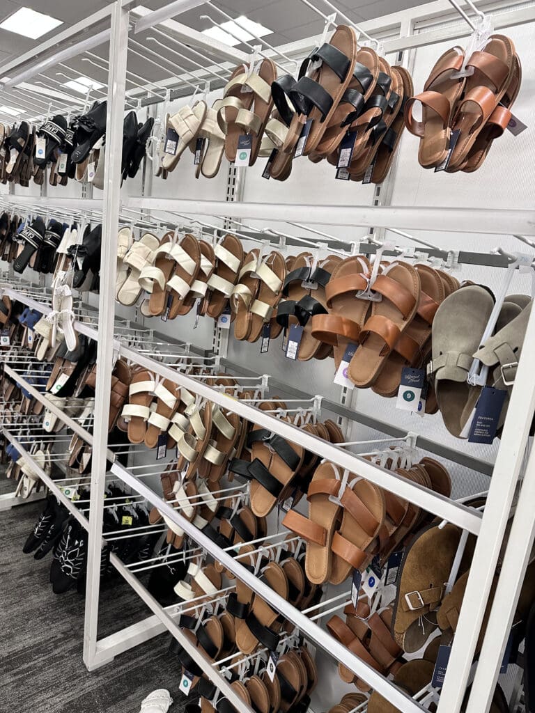 target-sandal-aisle Shoes on rack in target store