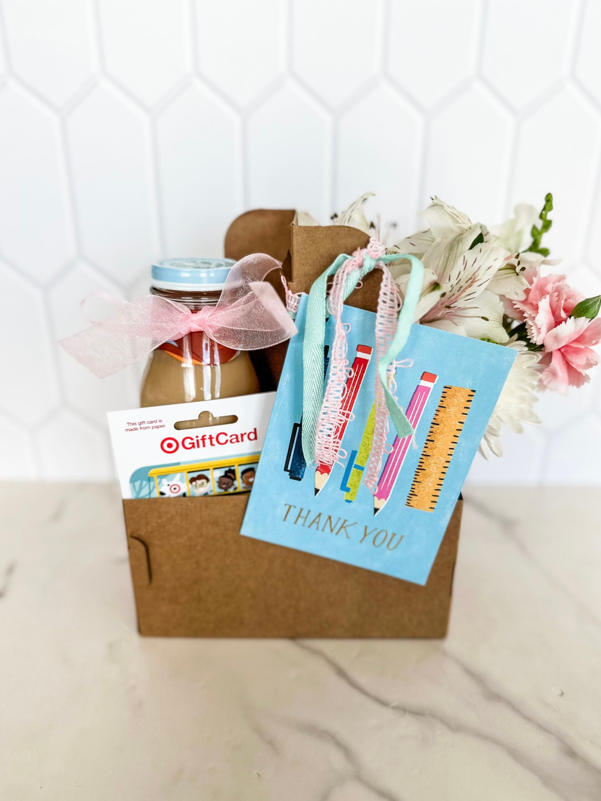 coffee cup holder gift basket with treats 