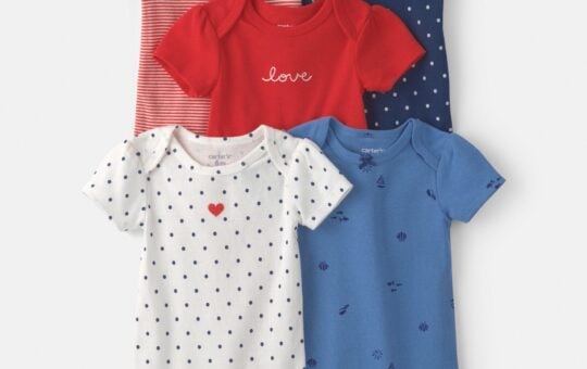 Baby Girl 5 Pack Beach Multipack Bodysuits Red:White:Blue