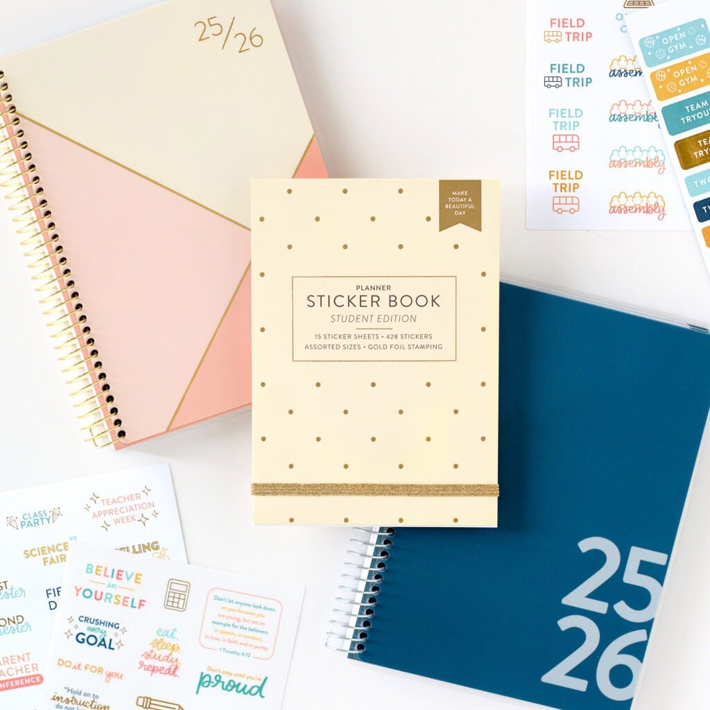 student planners and sticker book