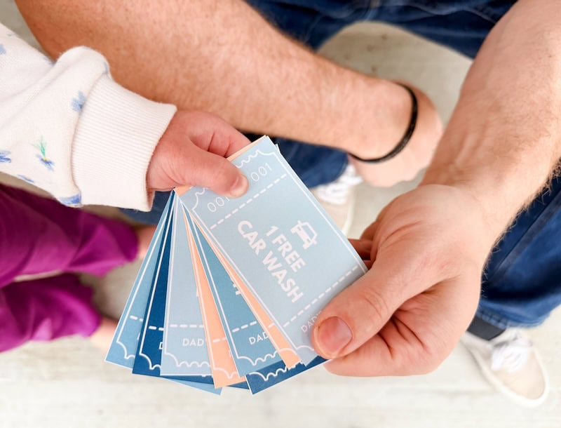 father's day coupon book up close