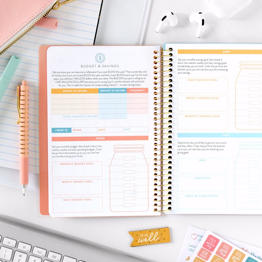 pink planner open