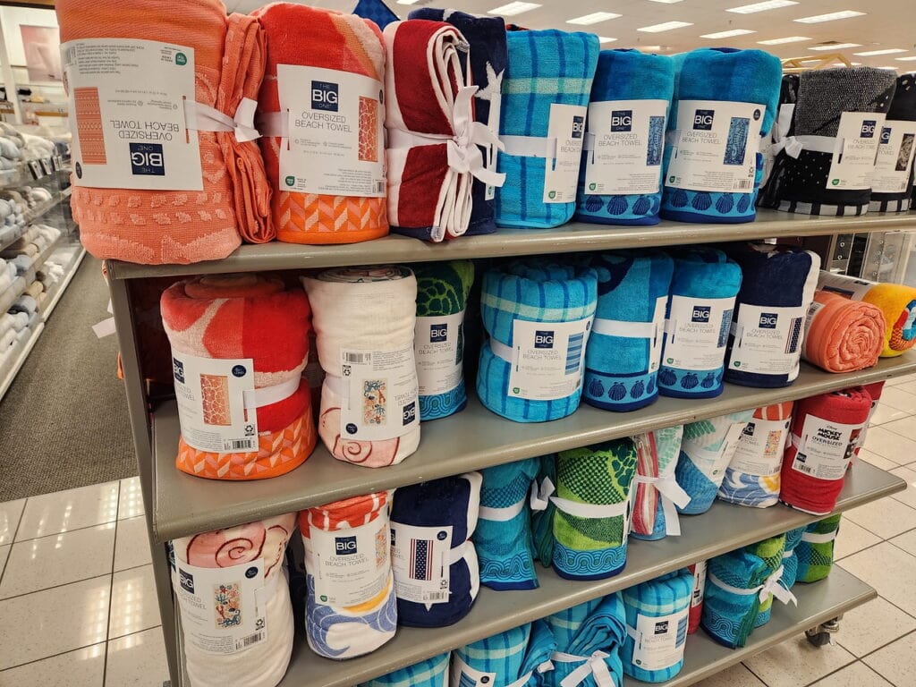 The Big One beach towels in store