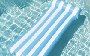Sun's Out 70 Inch Pool Lounger with Built in Pillow for Ages 14+ Light Blue