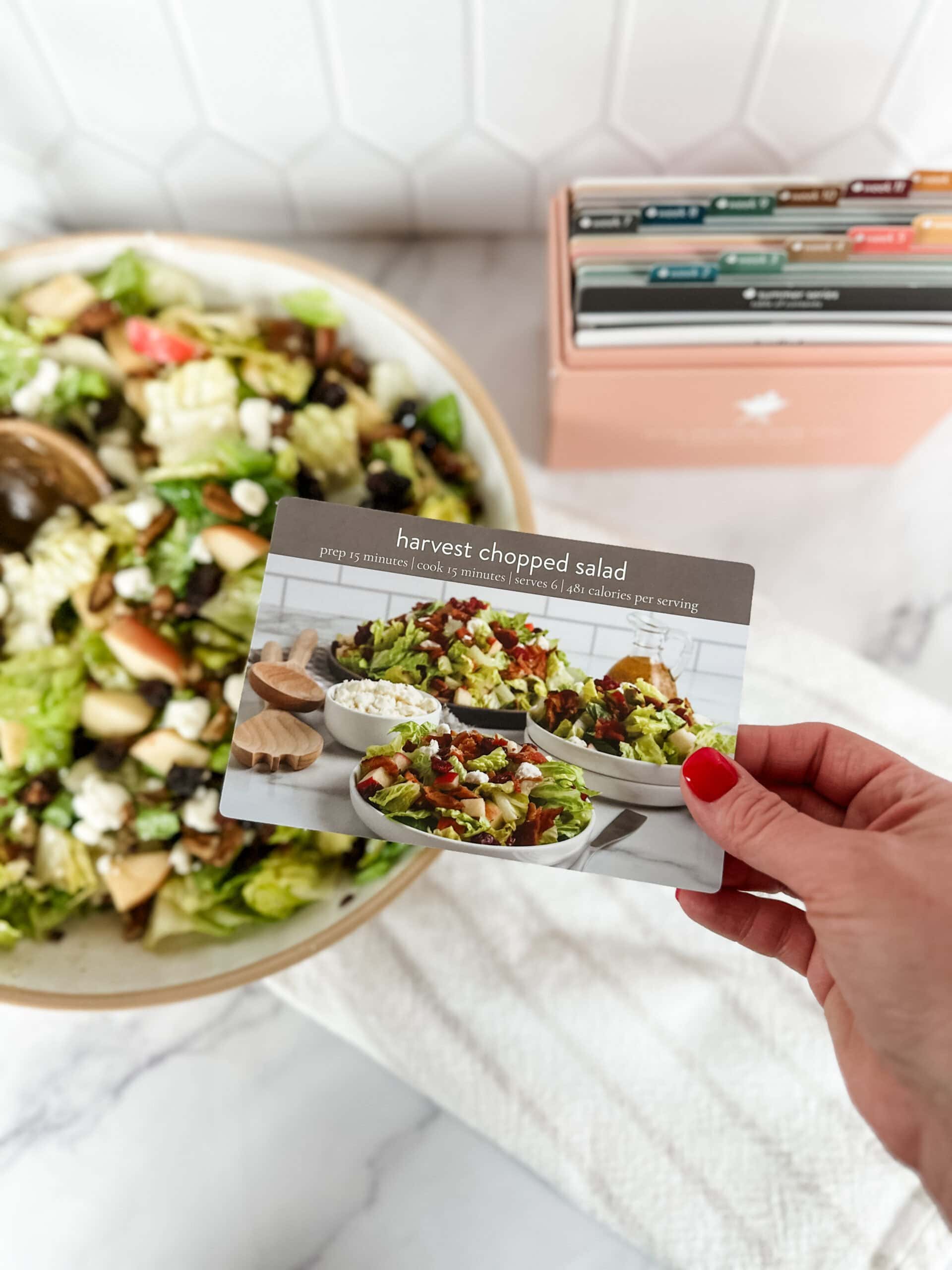 Harvest chopped salad with recipe card 