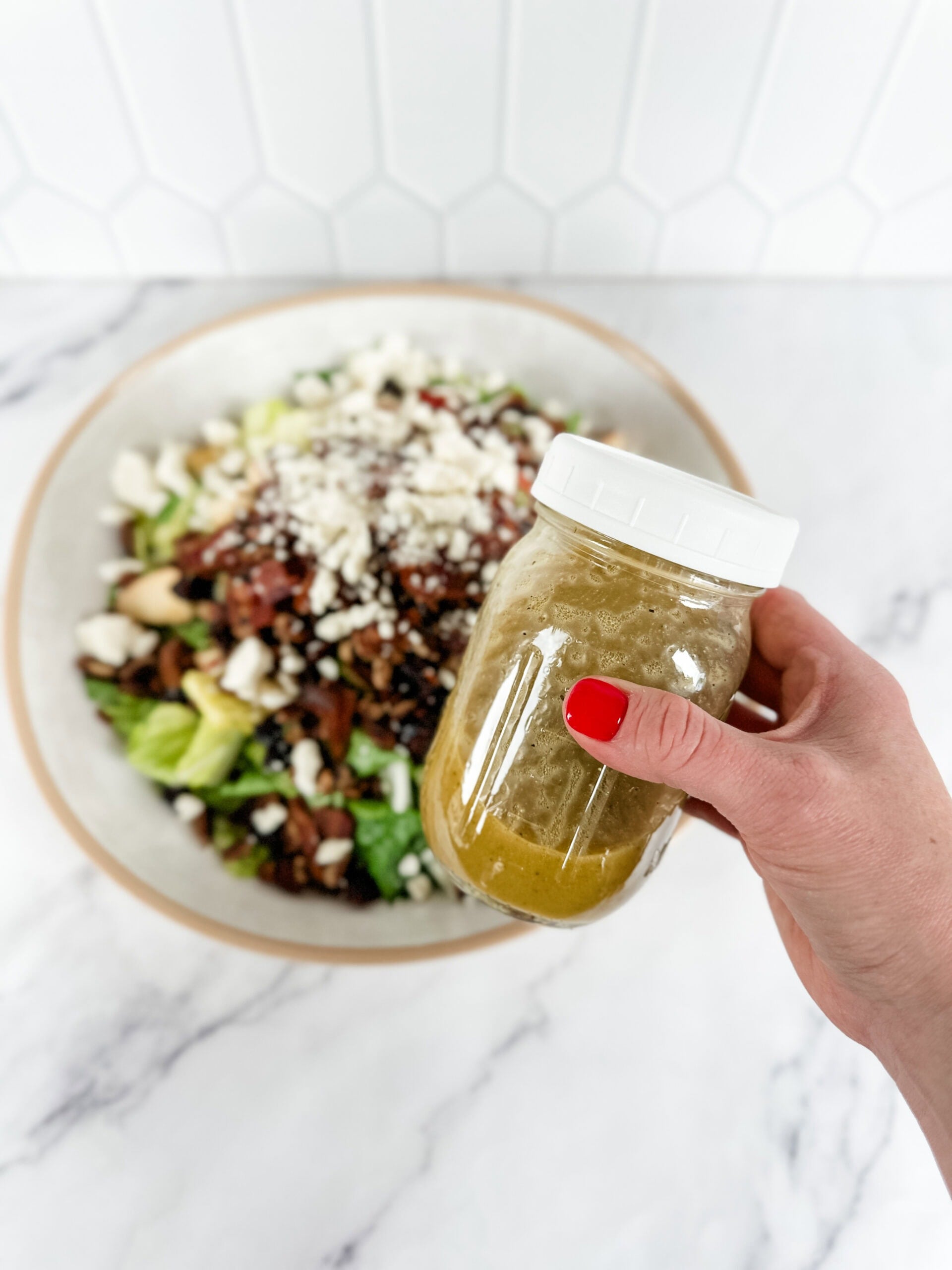 dressing for harvest chopped salad in mason jar
