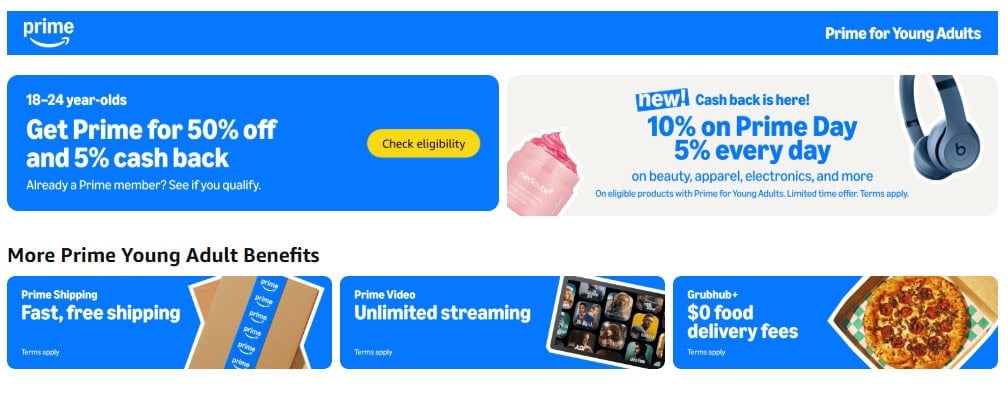 Free Trial of Amazon Prime for Young Adults 
