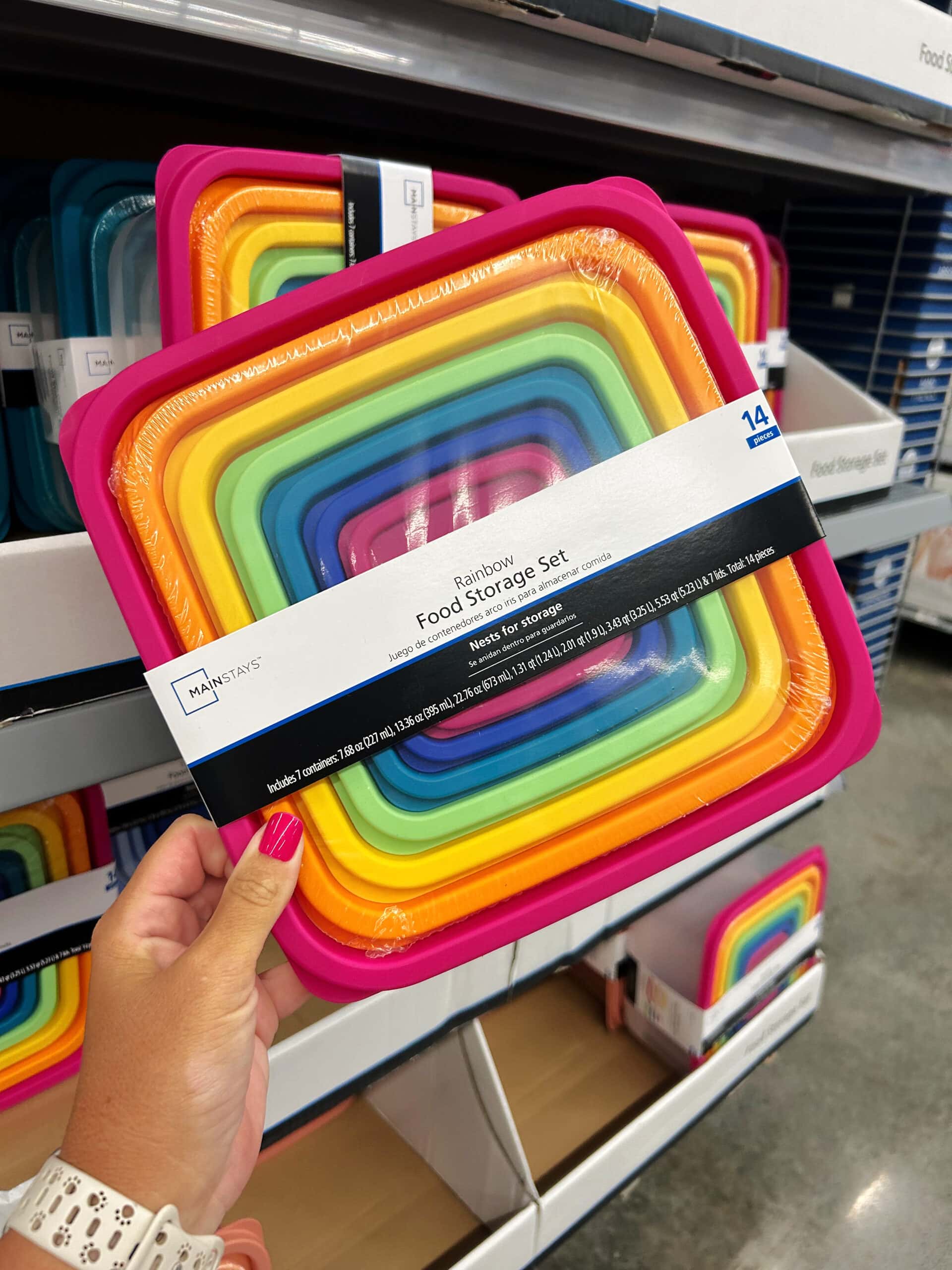 walmart storage sets in rainbow colors 